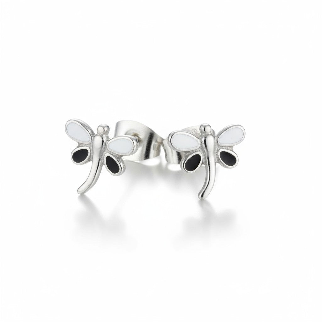 Stalen Emaille oorbellen Libelle