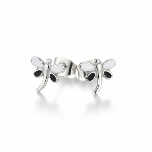 Boucles d'oreilles libellule en acier émaillé 