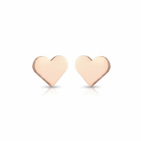 Stalen hartjes oorbellen rosegoudkleurig 8mm RVS, hartvorm hypoallergeen oorstekers voor dames en kinderen