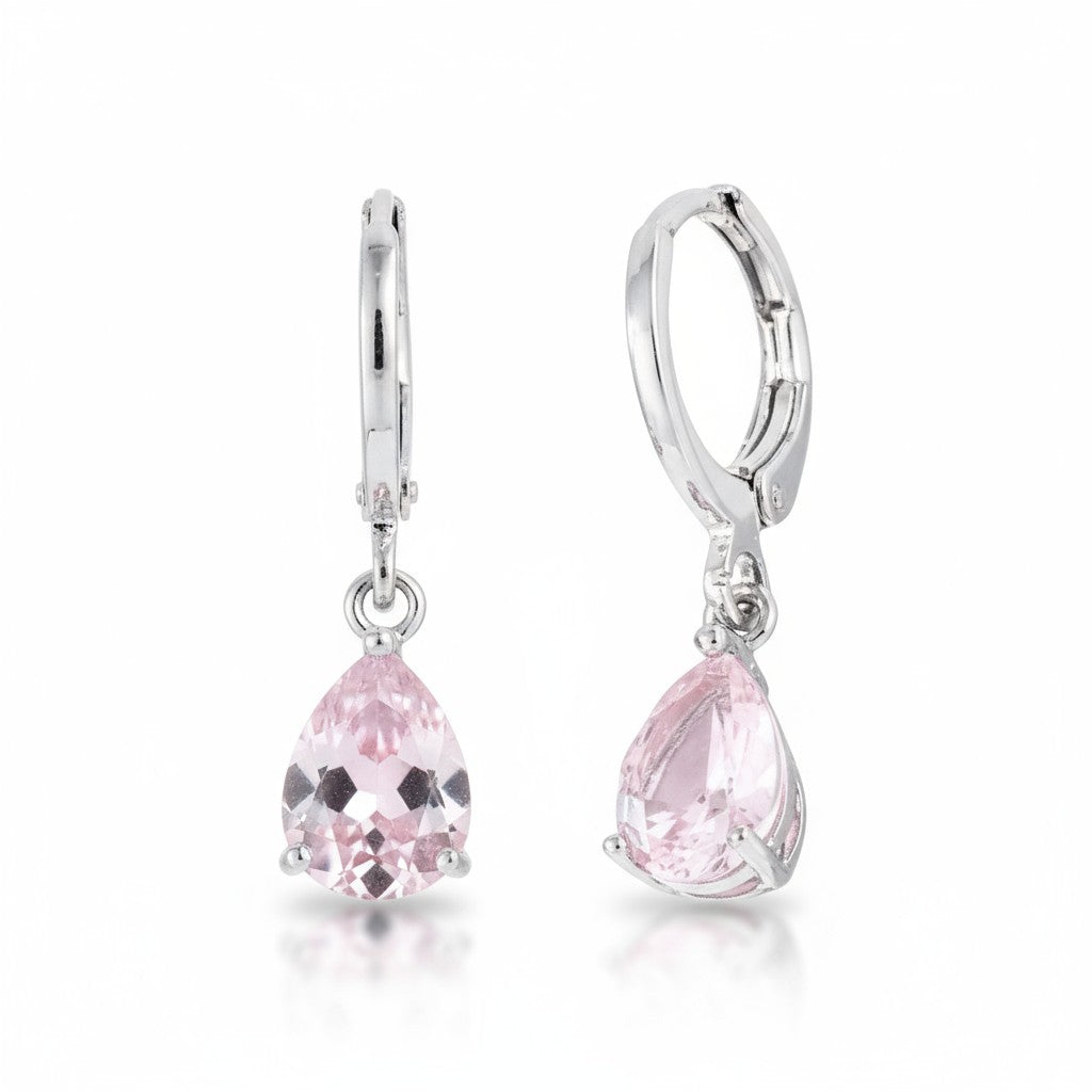 Mini boucles d'oreilles fille – Zircon rose – 10 mm