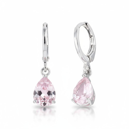 Mini boucles d'oreilles fille – Zircon rose – 10 mm