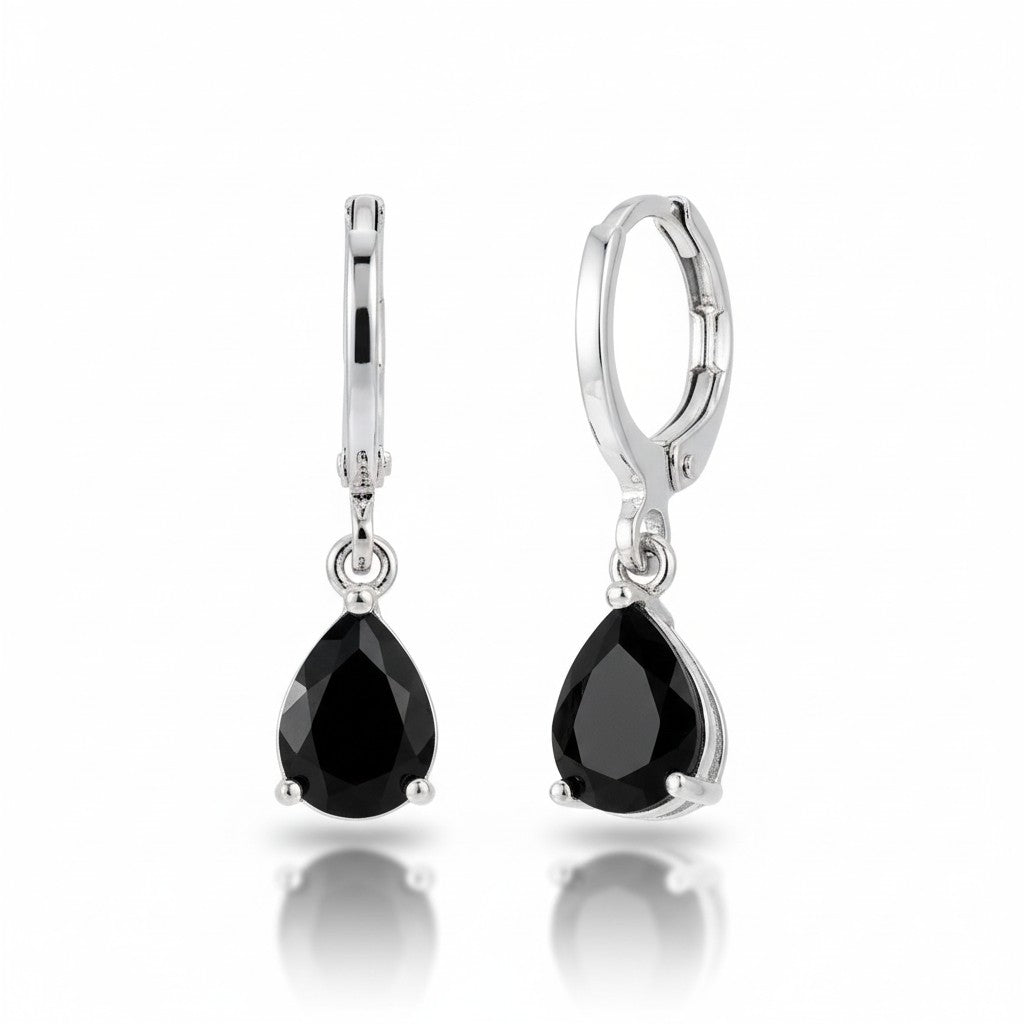 Mini boucles d'oreilles fille – Zircon noir – 10 mm