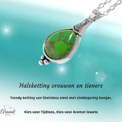 Bohemien Groene Gemarmerde Ketting