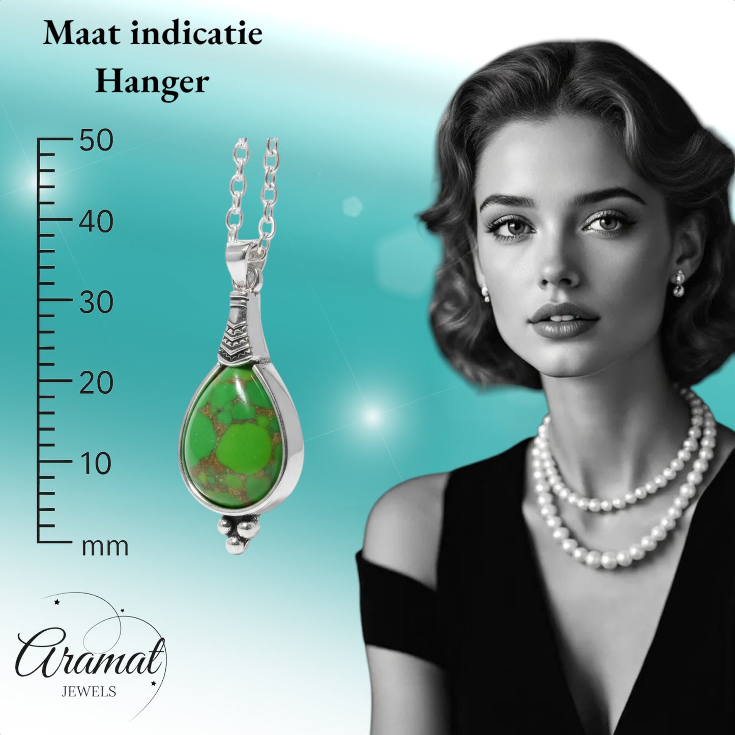 Bohemien Groene Gemarmerde Ketting