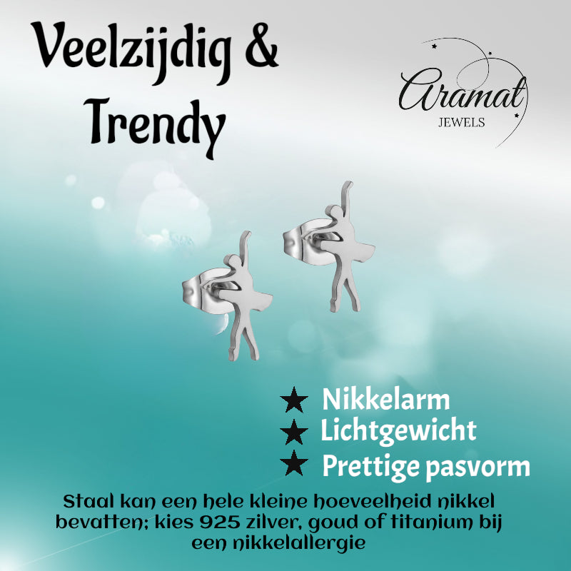 Boucles d'oreilles Dancer – Acier argenté 11 x 6 mm