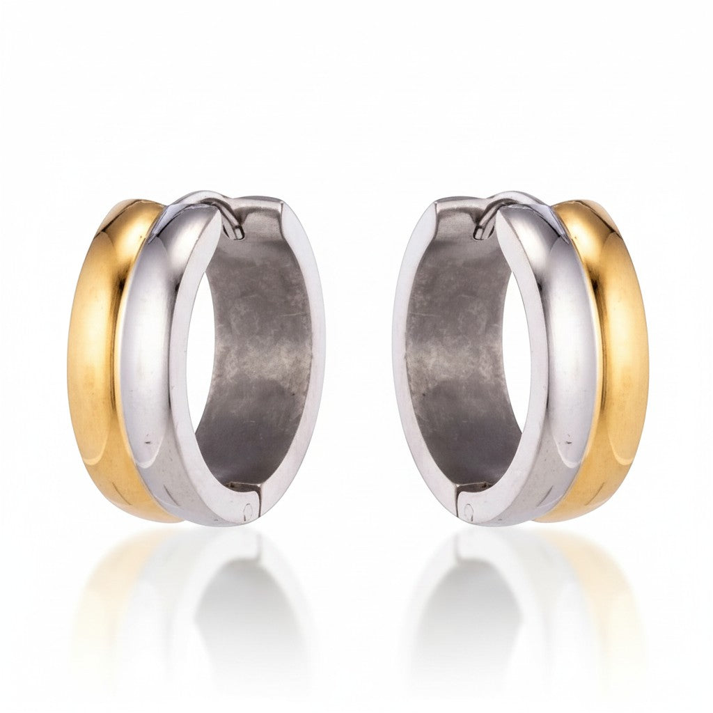 RVS oorringen - Bicolor Staal - Glanzend