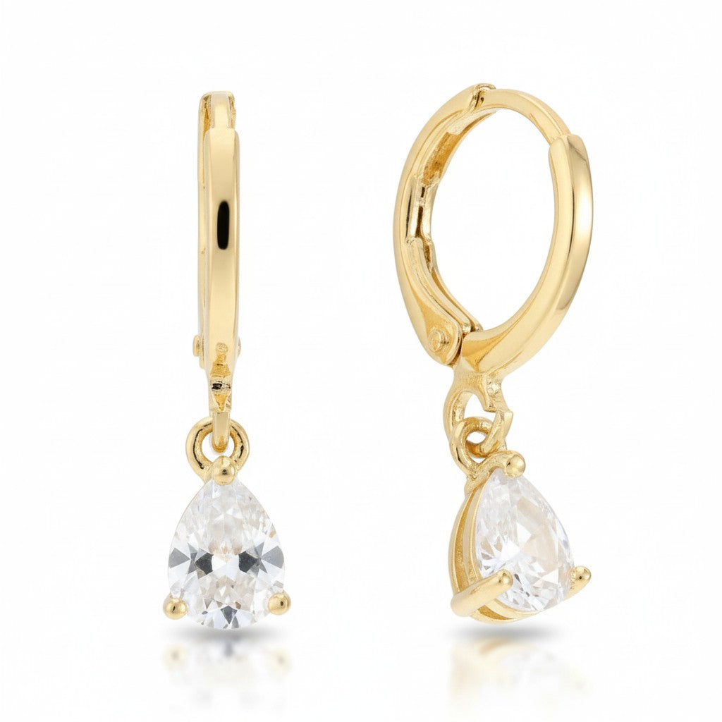 Boucles d'oreilles miniatures dorées pour fille – Zirconium transparent – ​​10 mm