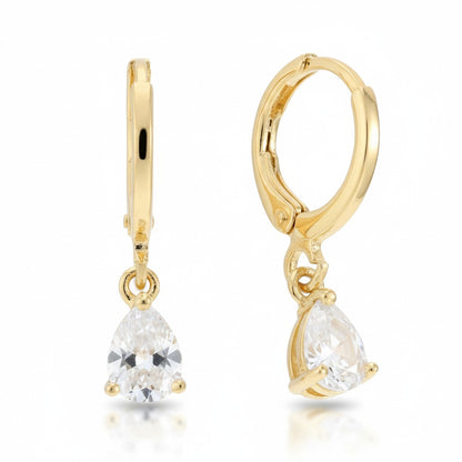 Boucles d'oreilles miniatures dorées pour fille – Zirconium transparent – ​​10 mm