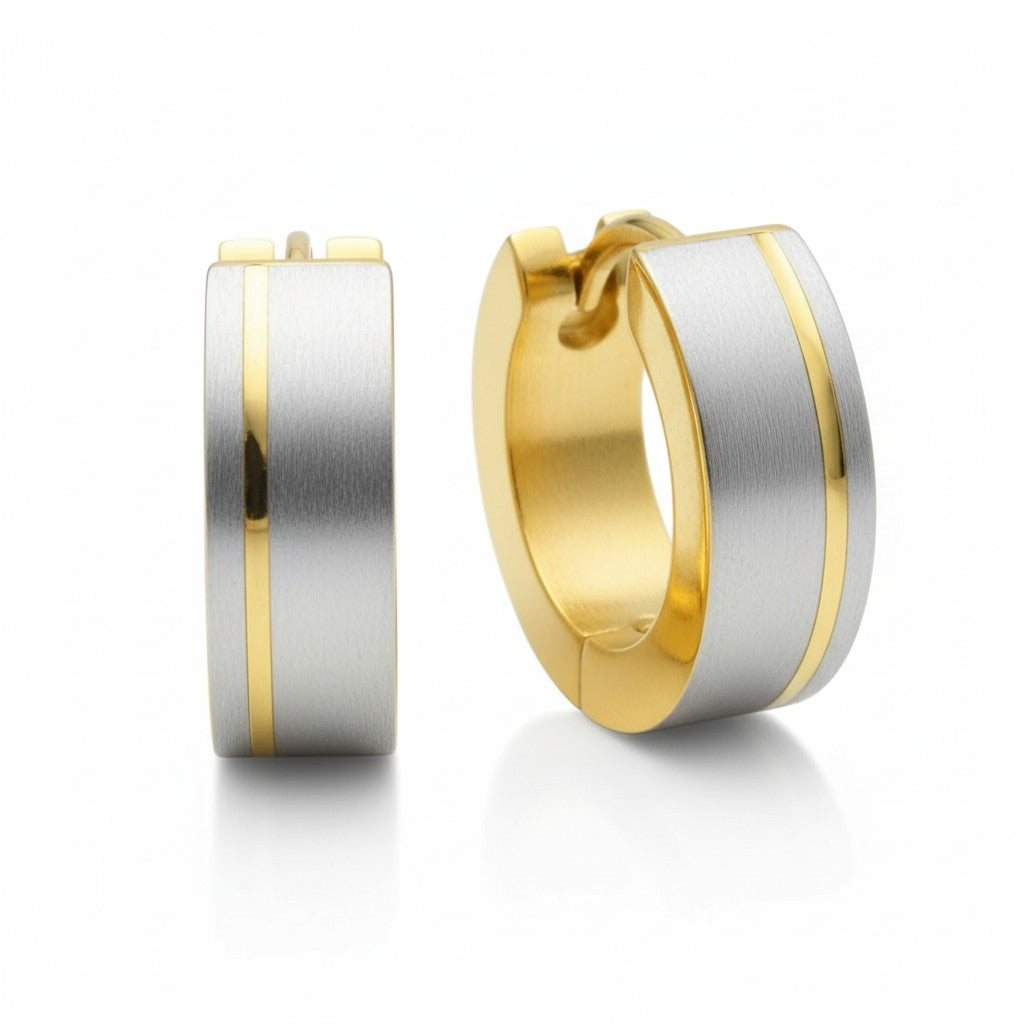 Creolen – Bicolor RVS Mat Zilver/Goud (13mm)