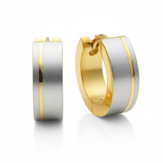 Creolen – Bicolor RVS Mat Zilver/Goud (13mm)