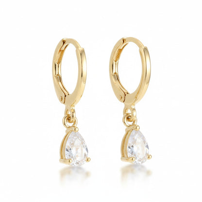 Boucles d'oreilles miniatures dorées pour fille – Zirconium transparent – ​​10 mm