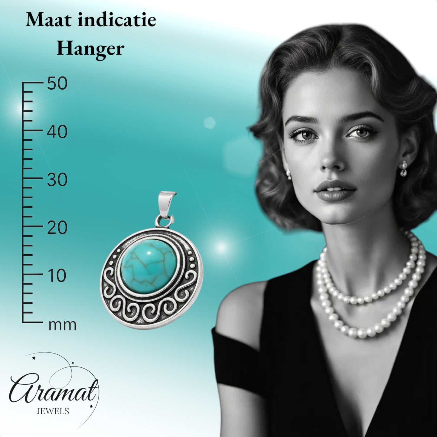 Boho Ketting met Gemarmerde Turquoise Steen