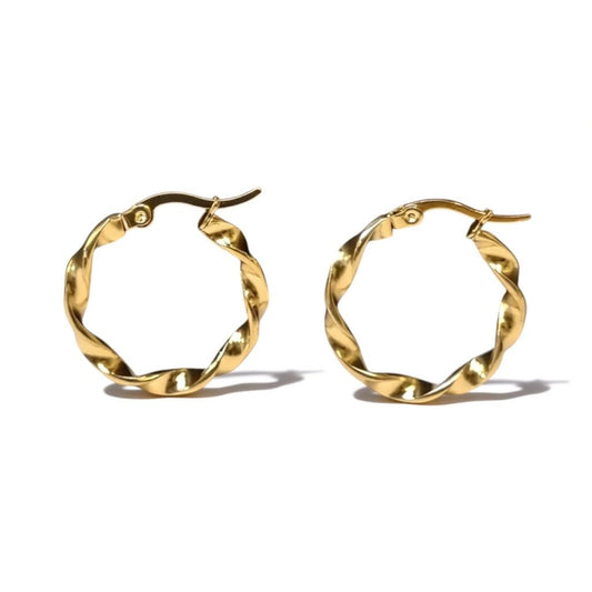 Boucles d'oreilles torsadées Golden Glamour - Créoles torsadées