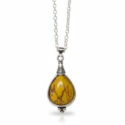 Collier bohème jaune - Alliage de zinc - 33 mm - Collier pour femme