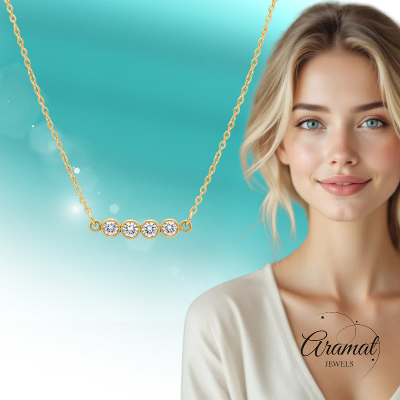 Chaîne en acier doré avec barre en zircone