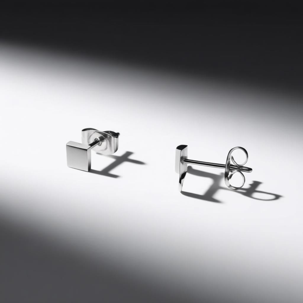 Oorstekers – Staal Vierkant Zilverkleurig (4mm)