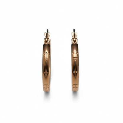 Boucles d'oreilles – 20 mm, motif ancre créole, acier inoxydable, couleur or rose, femme