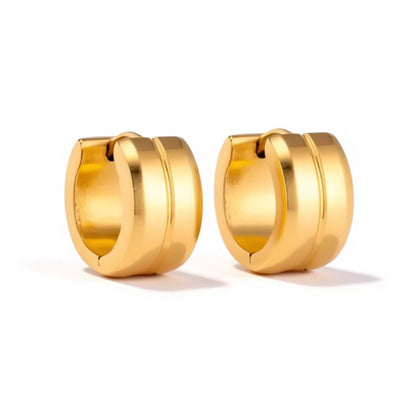 Oorringen – Staal Enkele Streep Goudkleurig (13mm)