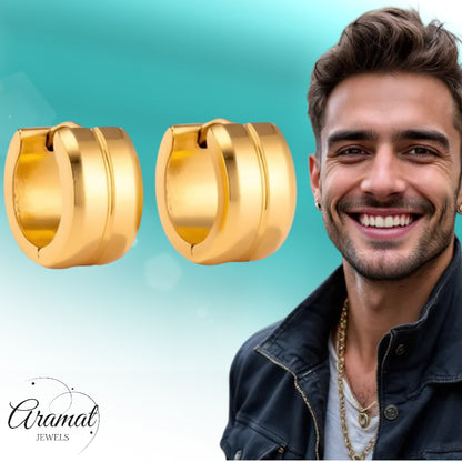 Oorringen – Staal Enkele Streep Goudkleurig (13mm)