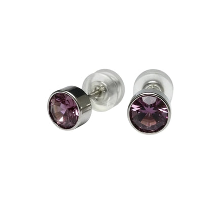 Oorstuds – Staal Kristal Licht Paars Zilverkleur (5mm)