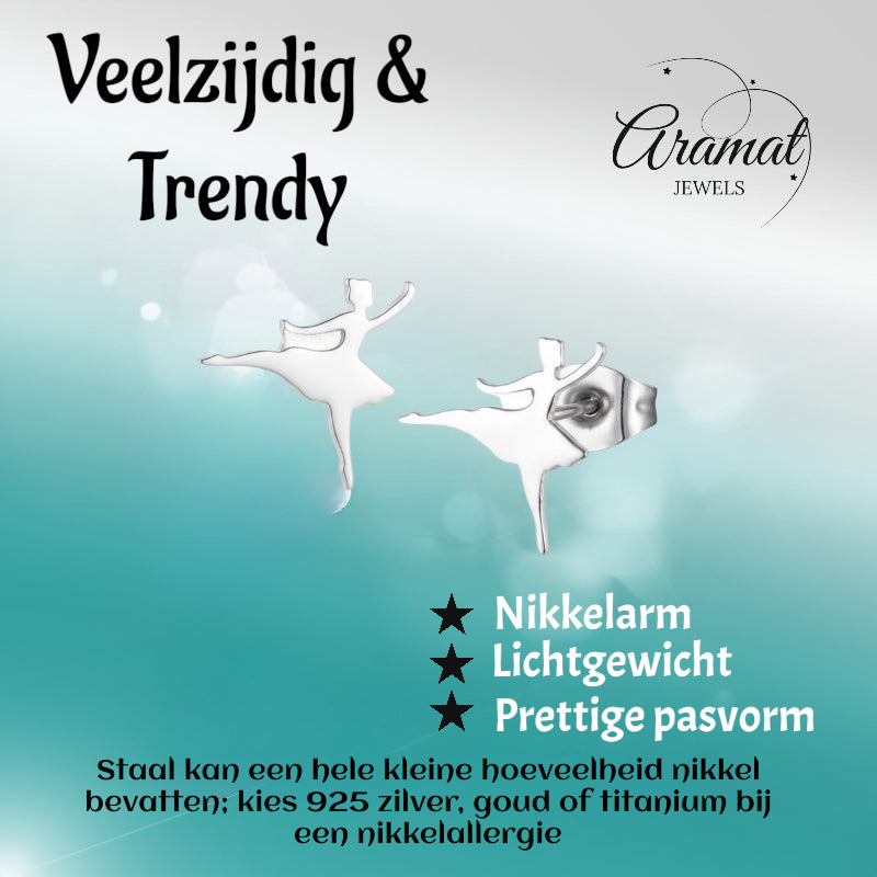 Ballerina Oorstekers RVS – Zilverkleur 11mm