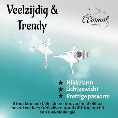 Ballerina Oorstekers RVS – Zilverkleur 11mm