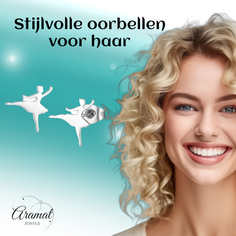 Ballerina Oorstekers RVS – Zilverkleur 11mm