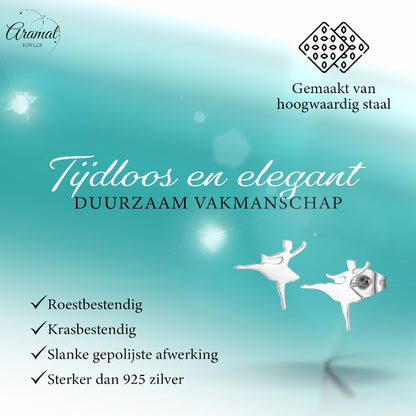 Ballerina Oorstekers RVS – Zilverkleur 11mm