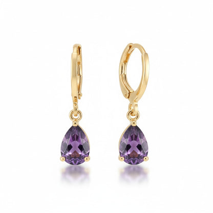 Boucles d'oreilles miniatures dorées pour fille – Zirconium violet – 10 mm