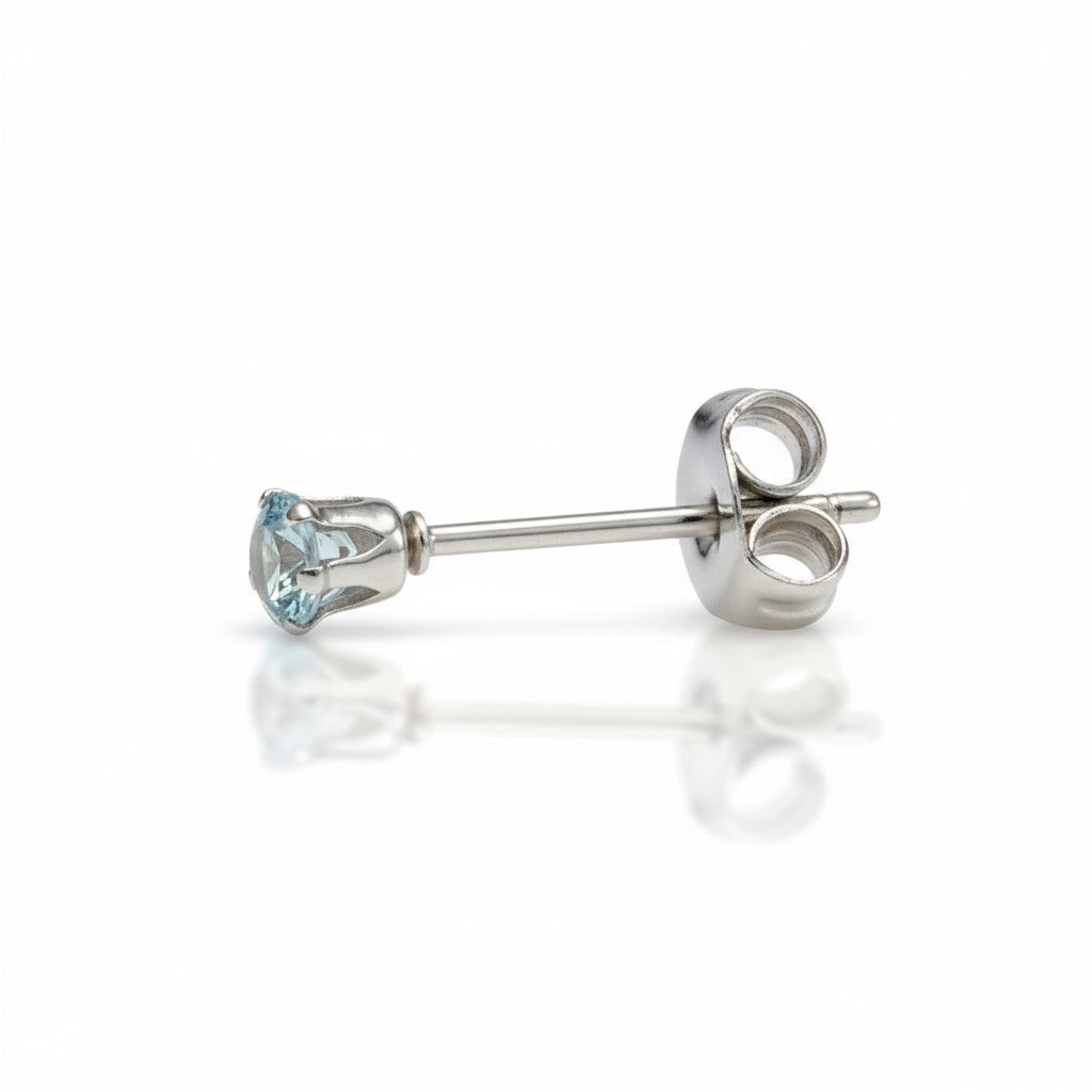Boucles d'oreilles en zircon bleu clair – 3 mm – Acier inoxydable