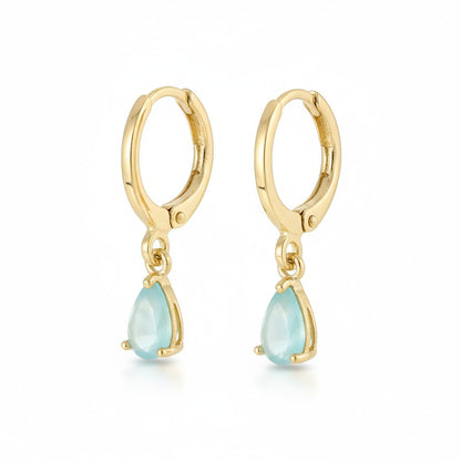 Boucles d'oreilles miniatures dorées pour fille – Zirconium vert menthe – 10 mm