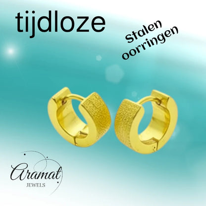 Oorringen – Staal Sandblasted Goudkleurig (11mm)