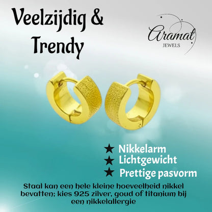 Oorringen – Staal Sandblasted Goudkleurig (11mm)