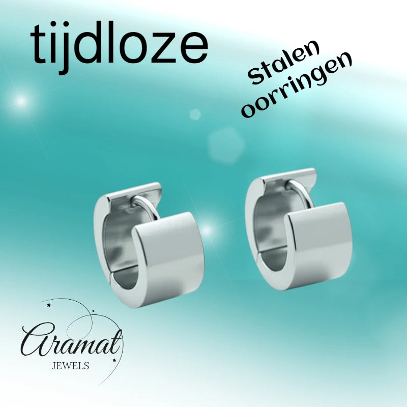 Oorringen – Staal Huggies Zilverkleurig (16x7mm)