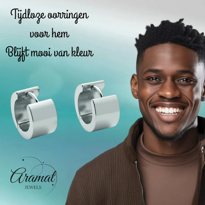 Oorringen – Staal Huggies Zilverkleurig (16x7mm)