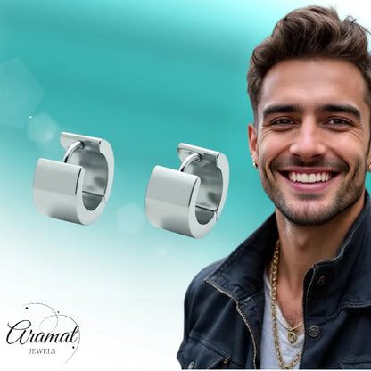 Oorringen – Staal Huggies Zilverkleurig (16x7mm)