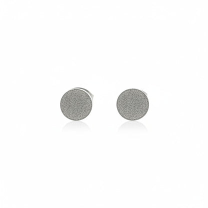 Oorbellen – 8mm Rond Sandblasted RVS Zilverkleur Unisex