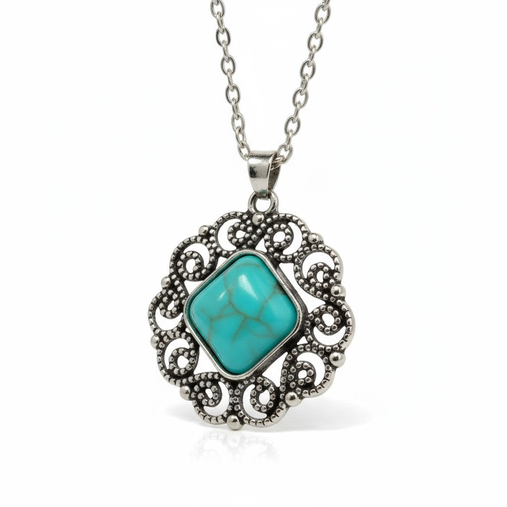 Boho Halsketting met Turquoise Steen