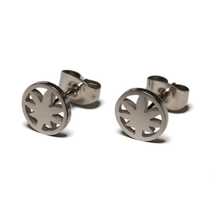 Oorbellen – RVS Weedblad (8mm) Zilverkleurig