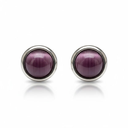 Boucles d'oreilles œil de chat en acier 8 mm – Violet