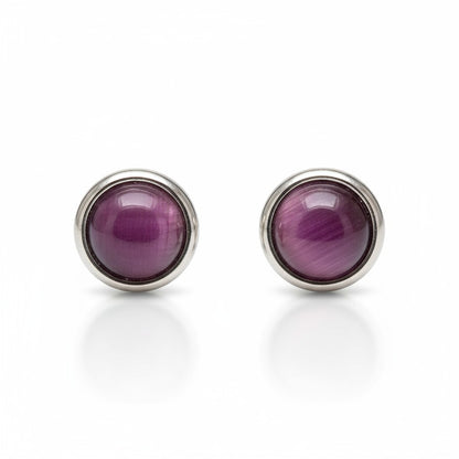 Boucles d'oreilles œil de chat en acier 8 mm – Violet