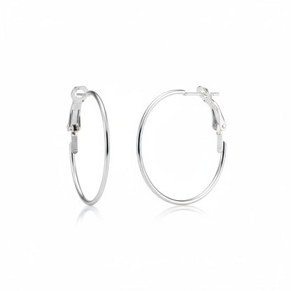 Boucles d'oreilles en métal argenté, charnière pliable de 30 mm