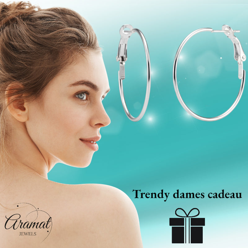 Boucles d'oreilles en métal argenté, charnière pliable de 30 mm
