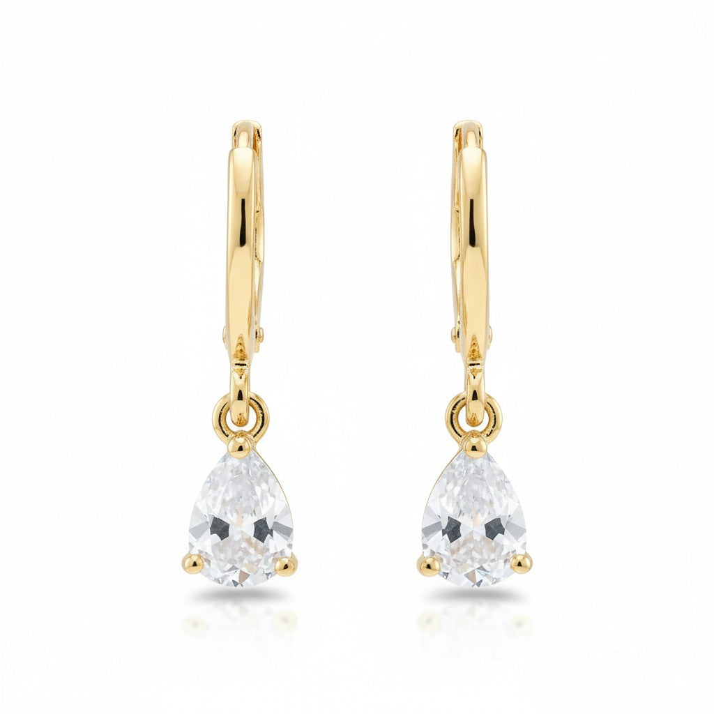 Boucles d'oreilles miniatures dorées pour fille – Zirconium transparent – ​​10 mm