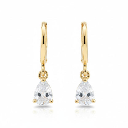 Boucles d'oreilles miniatures dorées pour fille – Zirconium transparent – ​​10 mm