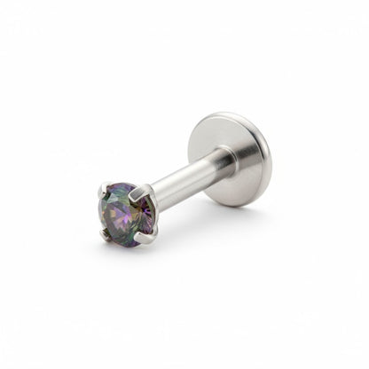 Piercing hélix-tragus en zircone multicolore argentée de 3 mm
