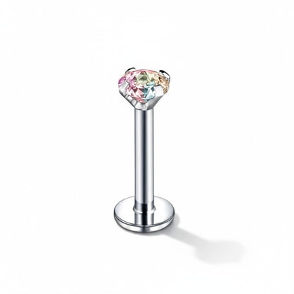 Piercing tragus-hélix argent AB zircone 6 mm 3 mm