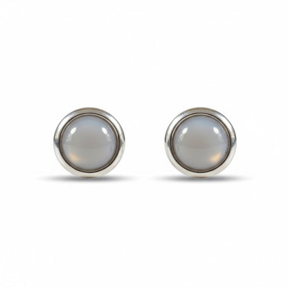 Boucles d'oreilles œil de chat 8 mm – Blanches