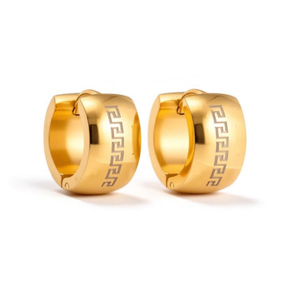 Oorringen – Staal Grieks Motief Goudkleurig (13mm)