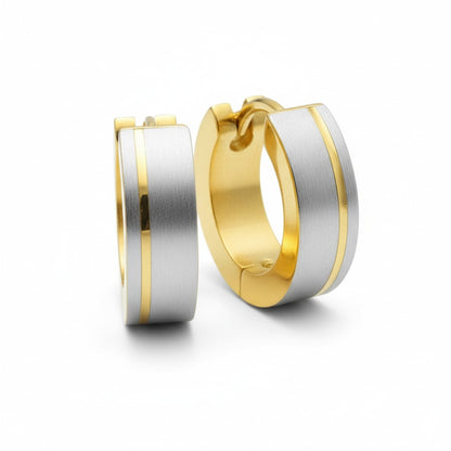 Creolen – Bicolor RVS Mat Zilver/Goud (13mm)